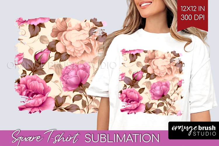 Spring Flowers Square Tshirt Background - Floral PNG