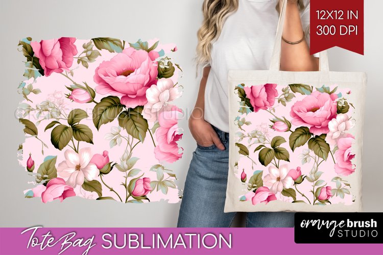 Spring Flowers Tote Bag - Floral Tote Bag PNG Sublimation