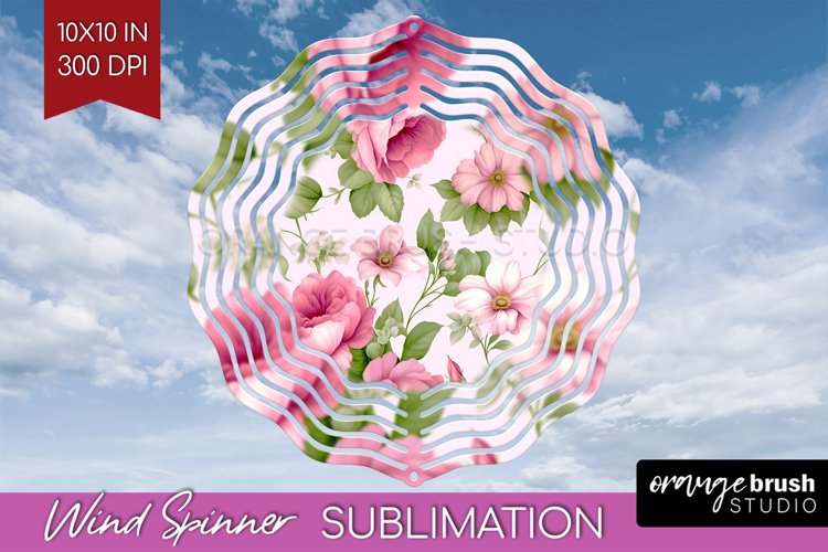 Spring Flowers Wind Spinner Sublimation PNG - Floral Round