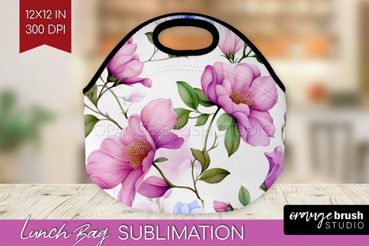 Spring Flowers Lunch Bag - Floral Lunch Bug PNG Sublimation
