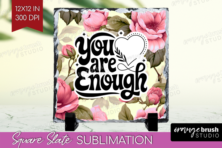 Inspirational Quote Slate PNG - Floral Square Slate example image 1