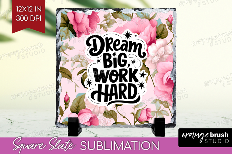 Inspirational Quote Slate PNG - Floral Square Slate example image 1