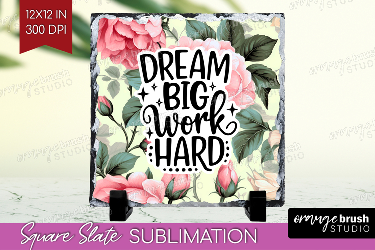 Inspirational Quote Slate PNG - Floral Square Slate example image 1