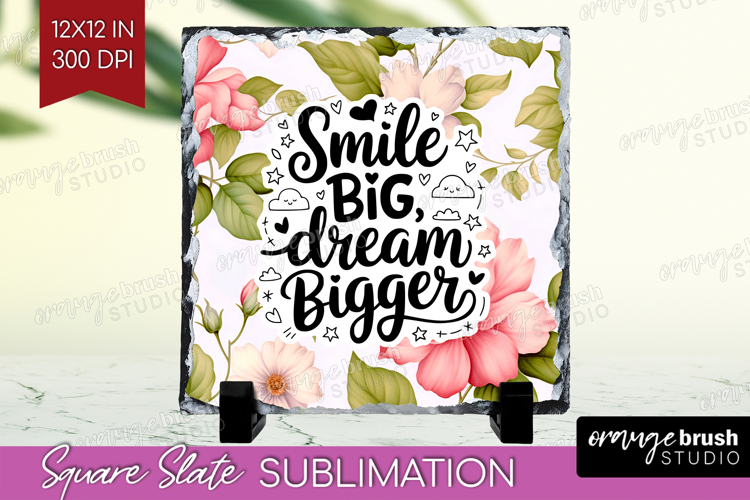 Inspirational Quote Slate PNG - Floral Square Slate example image 1