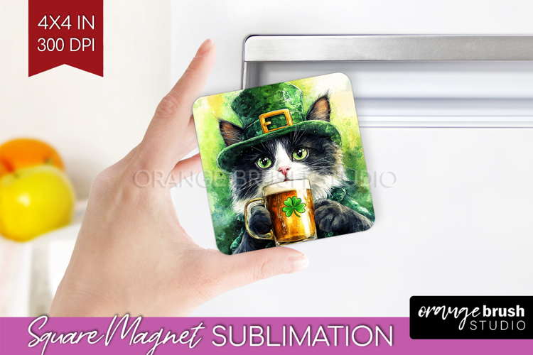 St. Patricks Day Magnet Sublimation - Cute Animals Square