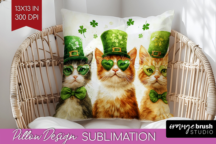 St. Patricks Day Pillow Sublimation - Cute Animals Pillow