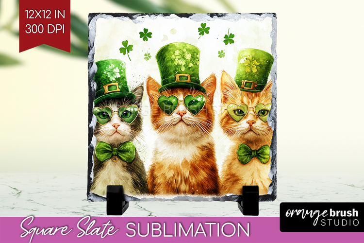 St. Patricks Day Slate PNG - Cute Animals Square Slate
