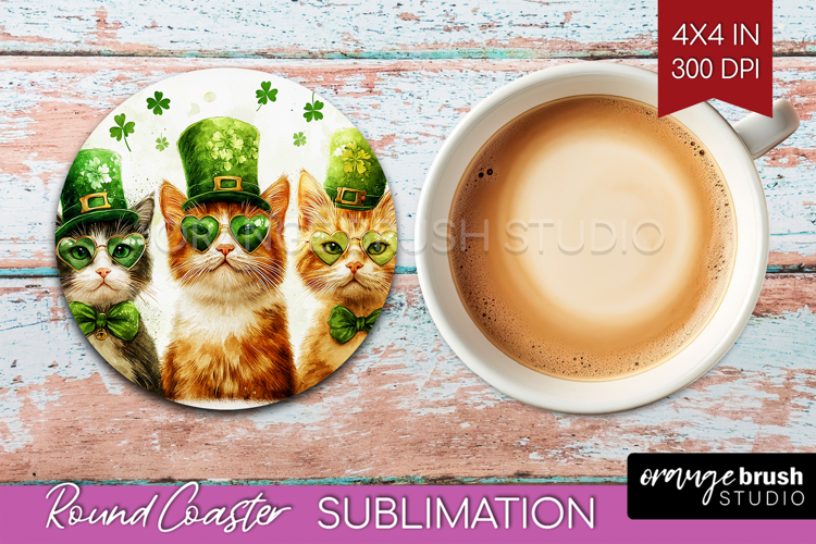 St. Patricks Day Round Coaster - Cute Animals Coaster PNG