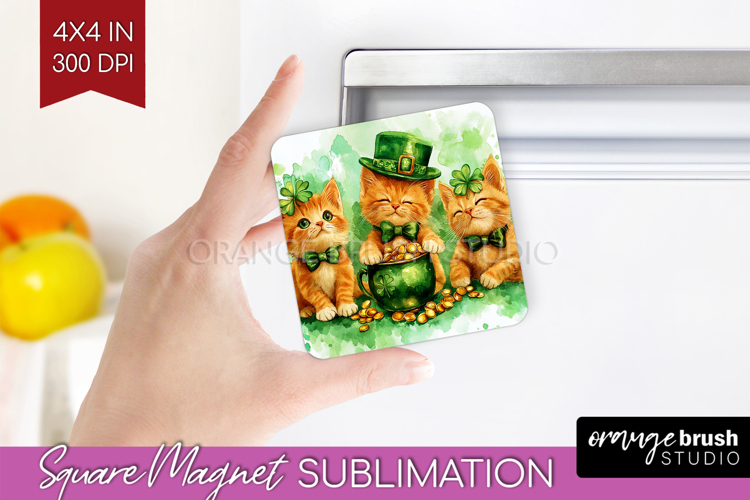 St. Patricks Day Magnet Sublimation - Cute Animals Square