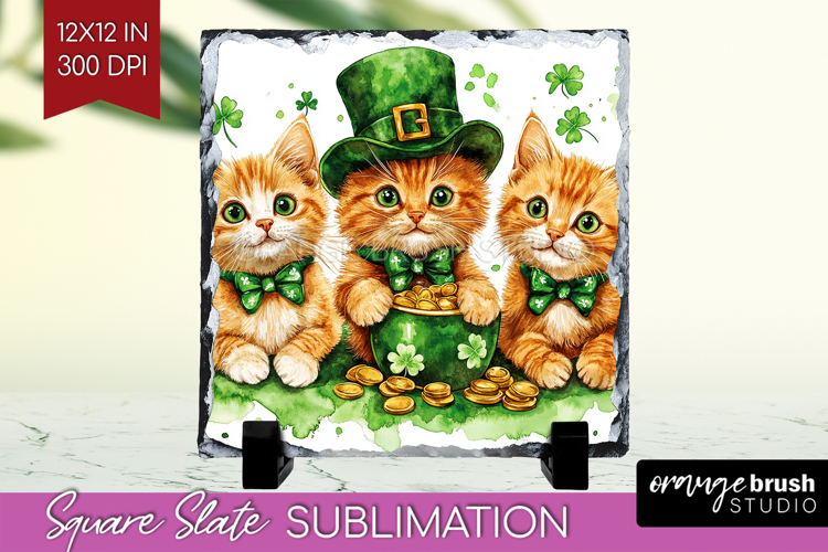 St. Patricks Day Slate PNG - Cute Animals Square Slate