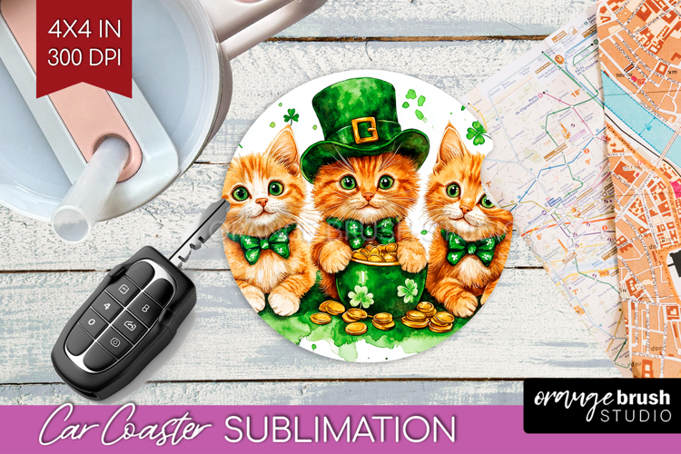 St. Patricks Day Car Coaster - Cute Animals Coaster PNG