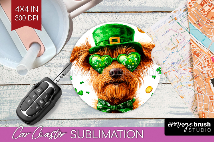 St. Patricks Day Car Coaster - Cute Animals Coaster PNG example image 1