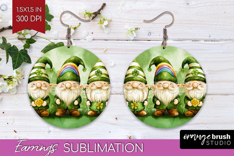 St. Patricks Day Round Earrings - Cute Animals PNG