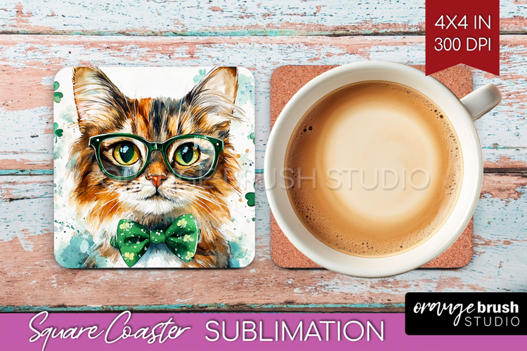 St. Patricks Day Square Coaster - Cute Animals Coaster PNG