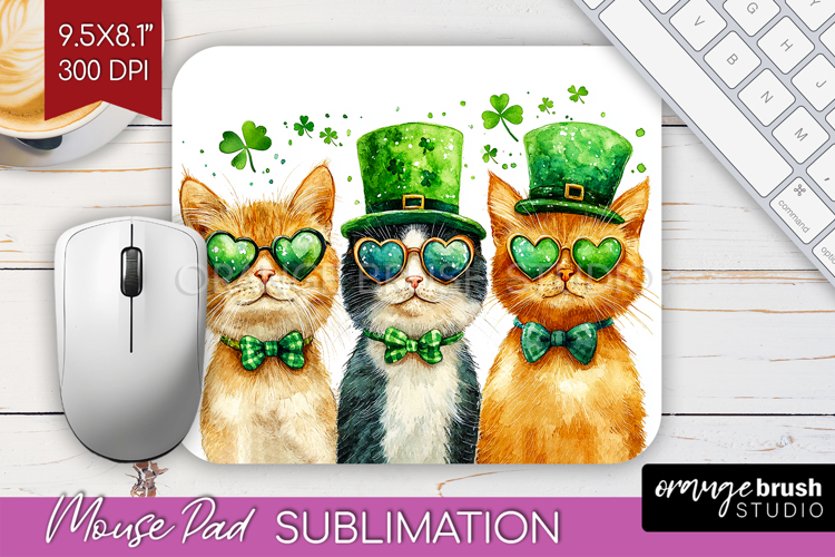 St. Patricks Day Mouse Pad Sublimation - Cute Animals PNG