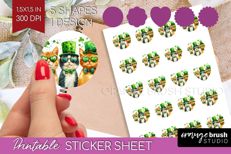 St. Patricks Day Round Sticker - Cute Animals Printable