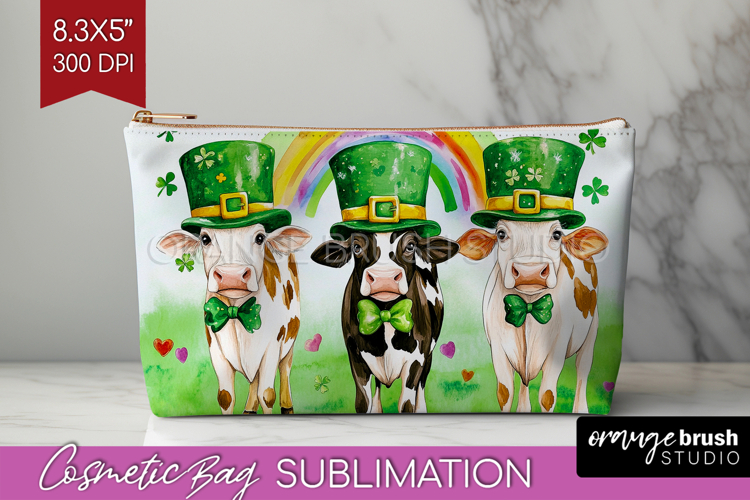 St. Patricks Day Cosmetic Bag - Cute Animals Makeup Bag PNG