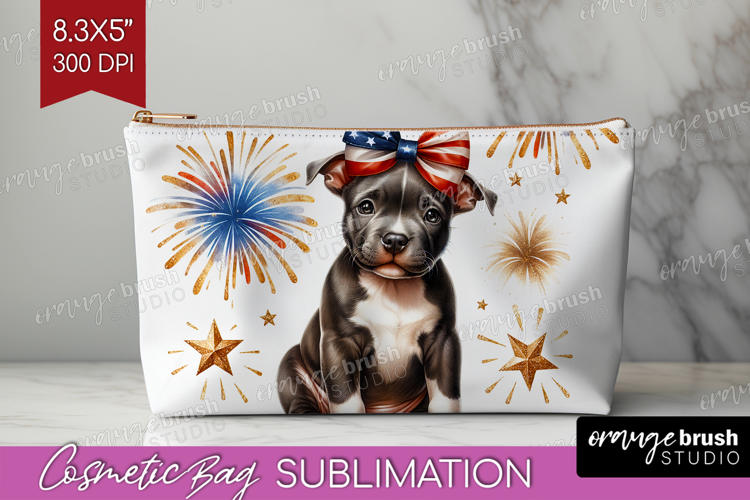 Staffordshire Bull Terrier Dog Cosmetic Bag Patriotic Dog