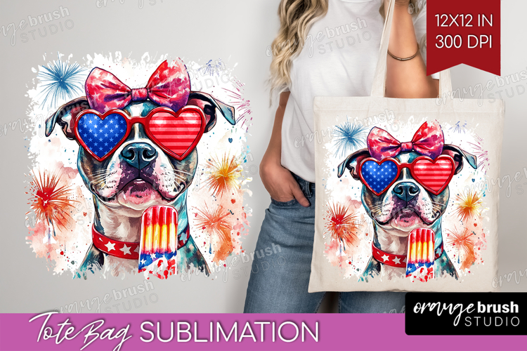 Staffordshire Terrier Dog Tote Bag 4th Of July Tote Bag PNG