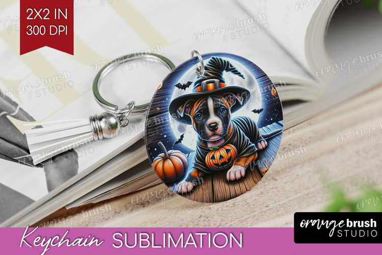 Staffy Dog Keychain PNG Halloween Keychain Sublimation