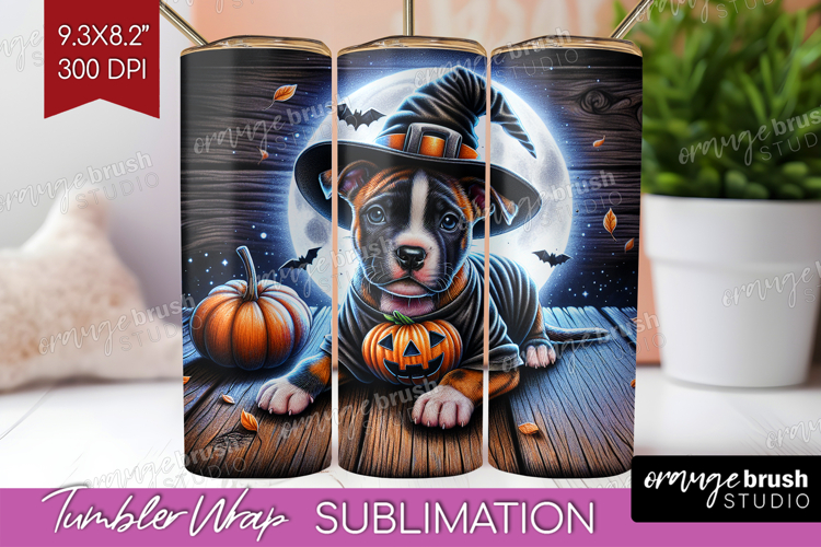 Staffy Dog Tumbler Wrap Halloween Tumbler PNG Sublimation