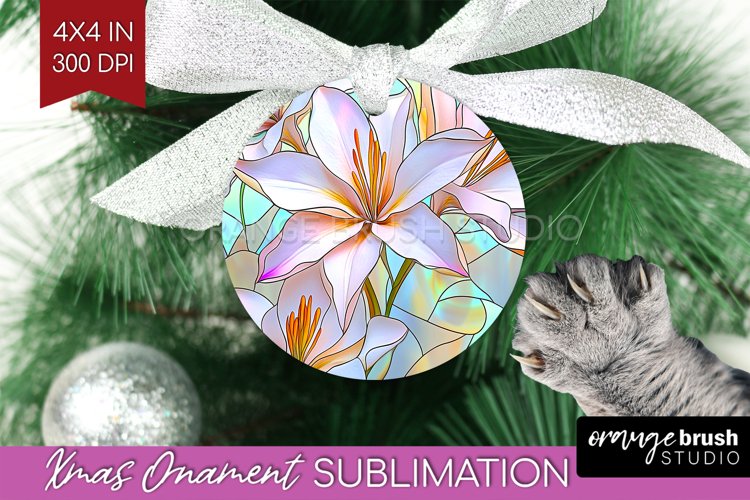 Stained Glass Flowers Ornament PNG - Floral PNG Sublimation