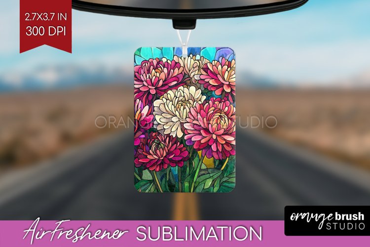 Stained Glass Flowers Air Freshener PNG - Floral PNG