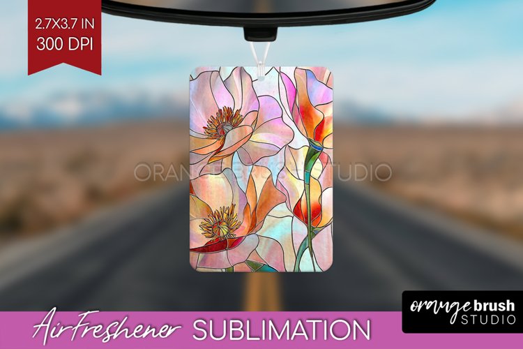 Stained Glass Flowers Air Freshener PNG - Floral PNG