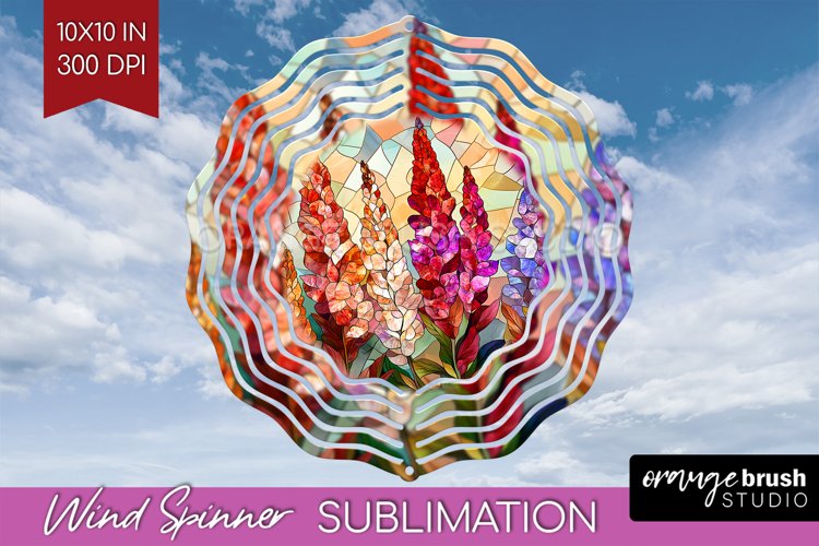 Stained Glass Flowers Wind Spinner Sublimation PNG - Floral