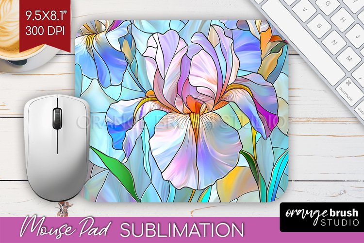 Stained Glass Flowers Mouse Pad Sublimation - Floral PNG