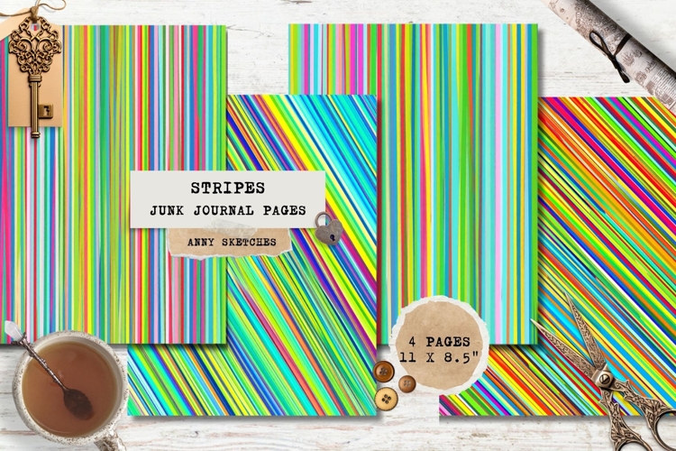 4 Mexican Stripes Junk Journal Pages Serape Printable Set