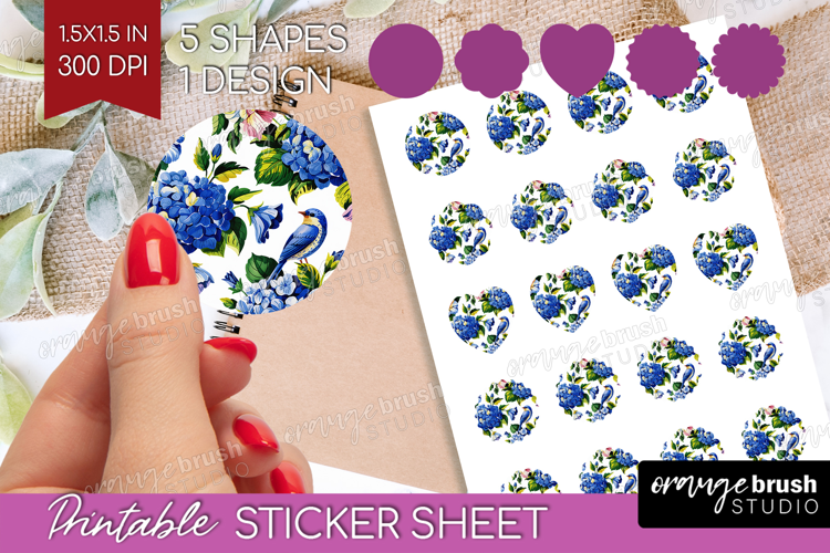 Summer Flowers Round Sticker - Floral Printable Sticker