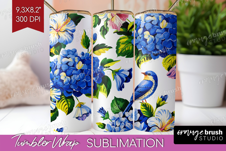 Summer Flowers Tumbler Wrap - Floral Tumbler PNG Sublimation
