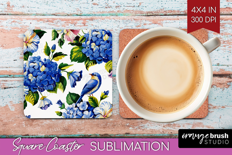 Summer Flowers Square Coaster - Floral Coaster PNG