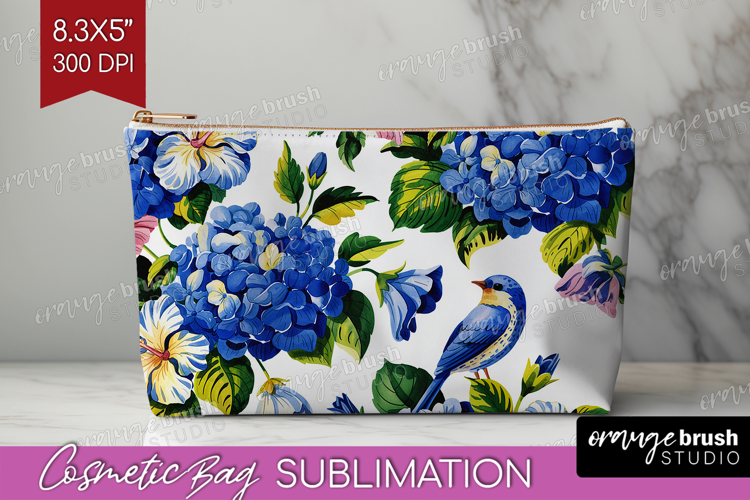 Summer Flowers Cosmetic Bag - Floral Makeup Bag PNG