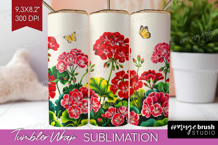 Summer Flowers Tumbler Wrap - Floral Tumbler PNG Sublimation