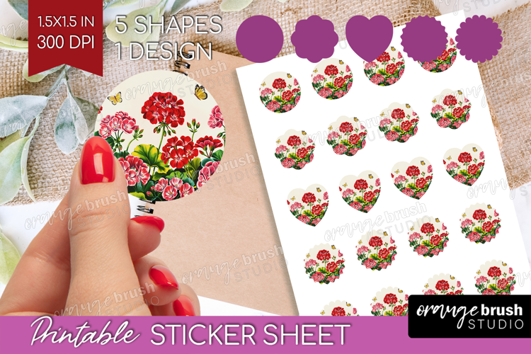 Summer Flowers Round Sticker - Floral Printable Sticker