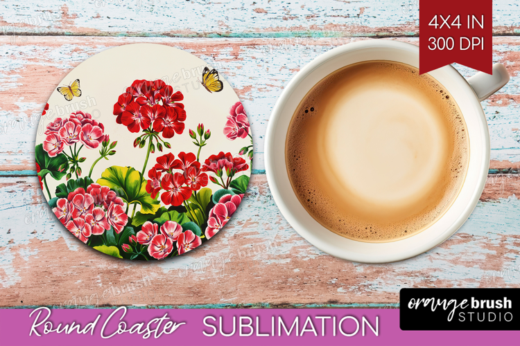 Summer Flowers Round Coaster - Floral Coaster PNG