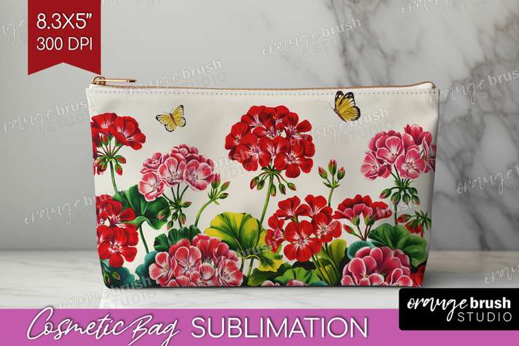 Summer Flowers Cosmetic Bag - Floral Makeup Bag PNG