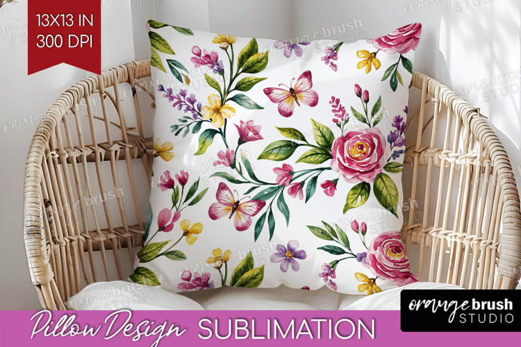Summer Flowers Pillow Sublimation - Floral Pillow Cover PNG