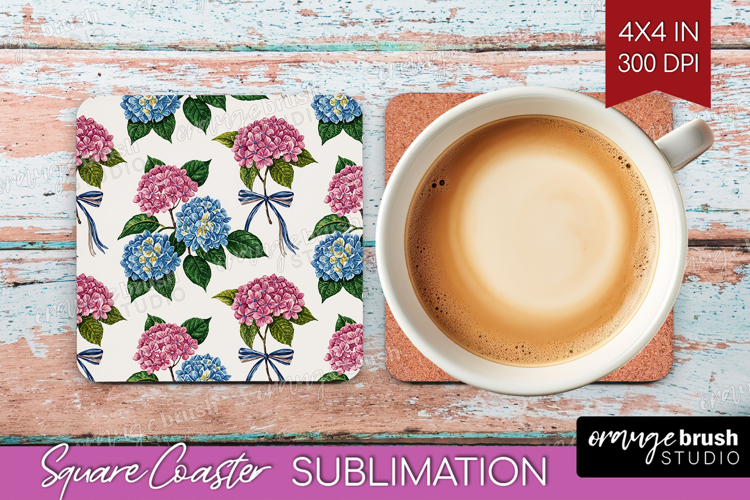 Summer Flowers Square Coaster - Floral Coaster PNG