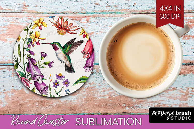 Summer Flowers Round Coaster - Floral Coaster PNG