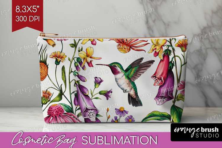 Summer Flowers Cosmetic Bag - Floral Makeup Bag PNG
