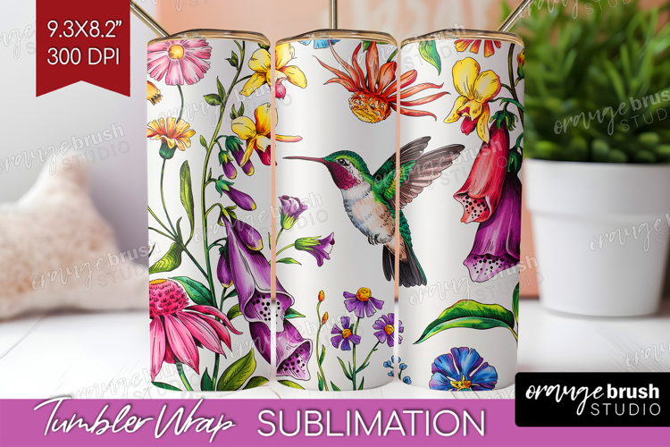 Summer Flowers Tumbler Wrap - Floral Tumbler PNG Sublimation