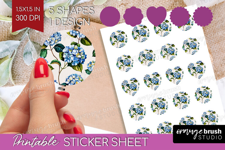 Summer Flowers Round Sticker - Floral Printable Sticker example image 1
