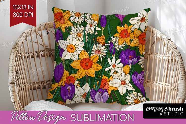 Summer Flowers Pillow Sublimation - Floral Pillow Cover PNG