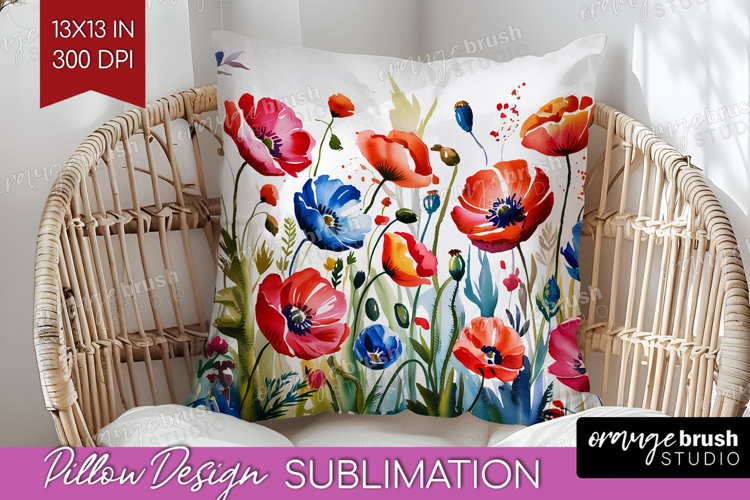 Summer Flowers Pillow Sublimation - Floral Pillow Cover PNG