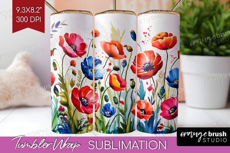 Summer Flowers Tumbler Wrap - Floral Tumbler PNG Sublimation