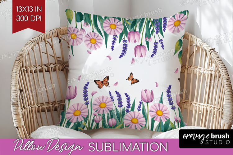 Summer Flowers Pillow Sublimation - Floral Pillow Cover PNG