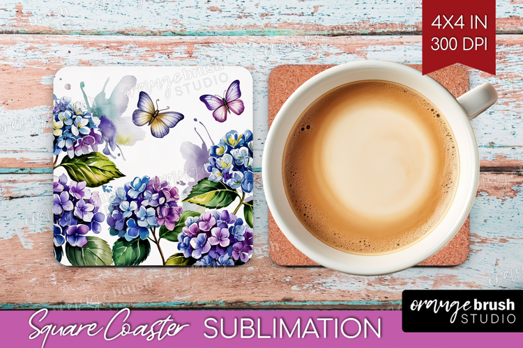 Summer Flowers Square Coaster - Floral Coaster PNG